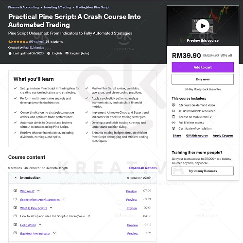 Tradingview Course - Practical Pine Script A Crash Course Into Automated Trading | Learn Tradingview | Investing Course